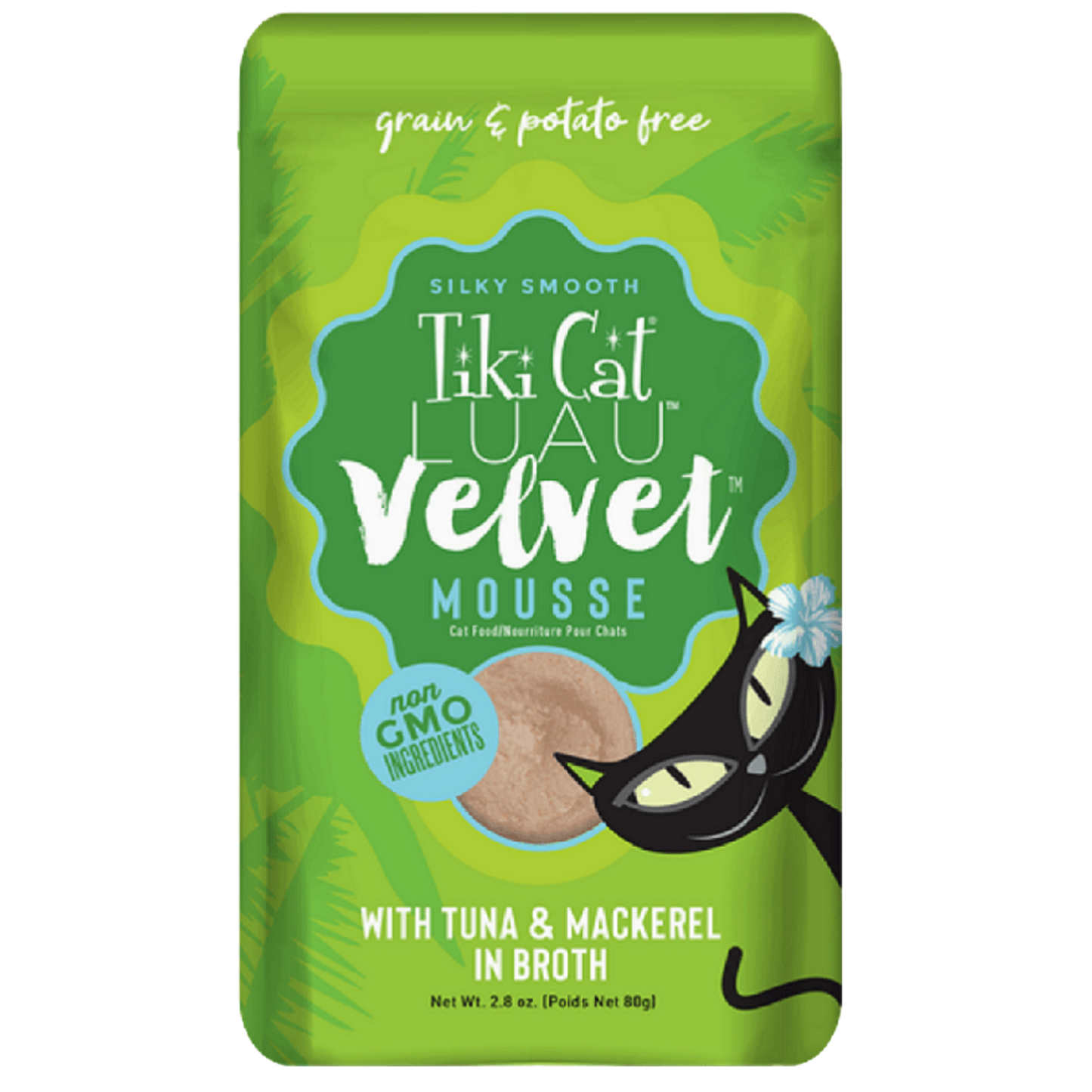 KITI CAT LUAU VELVET MOUSSE ATUN Y CABALLA EN CALDO X 80 GR POUCH