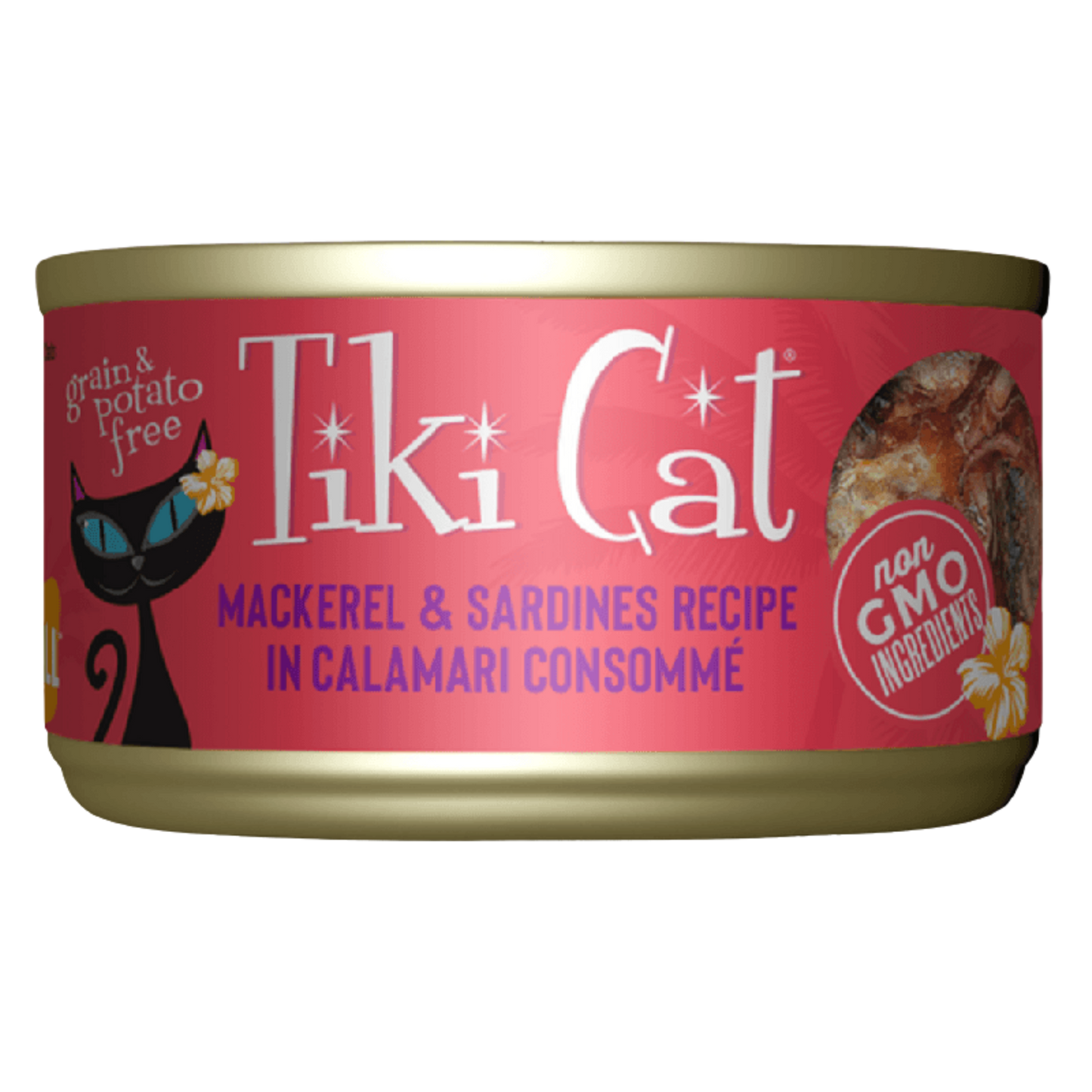 TIKI CAT GRILL CABALLA Y SARDINAS EN SOPA DE CALAMAR X 80 GR LATA
