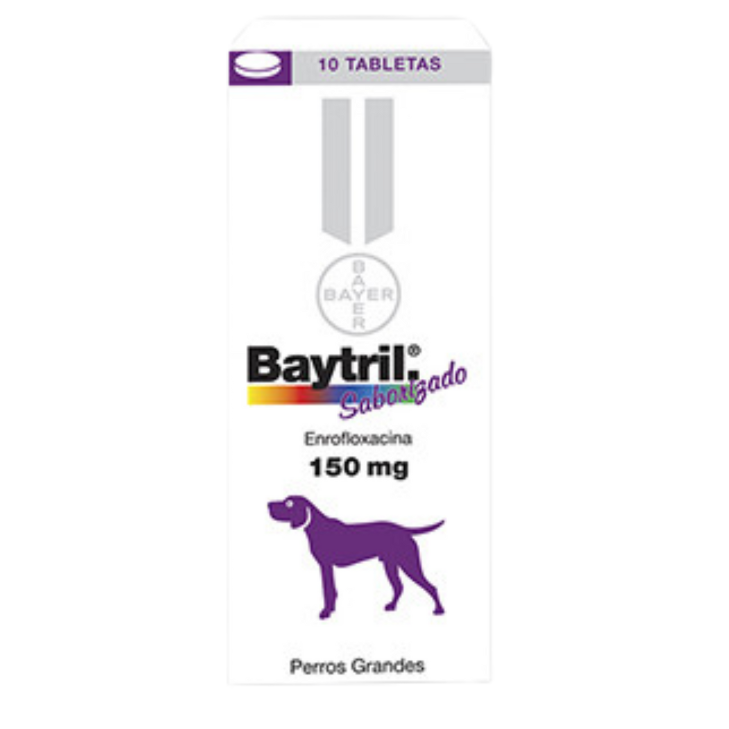 BAYTRIL SABORIZADO 150 MG PERROS GRANDES X 10 UNDS