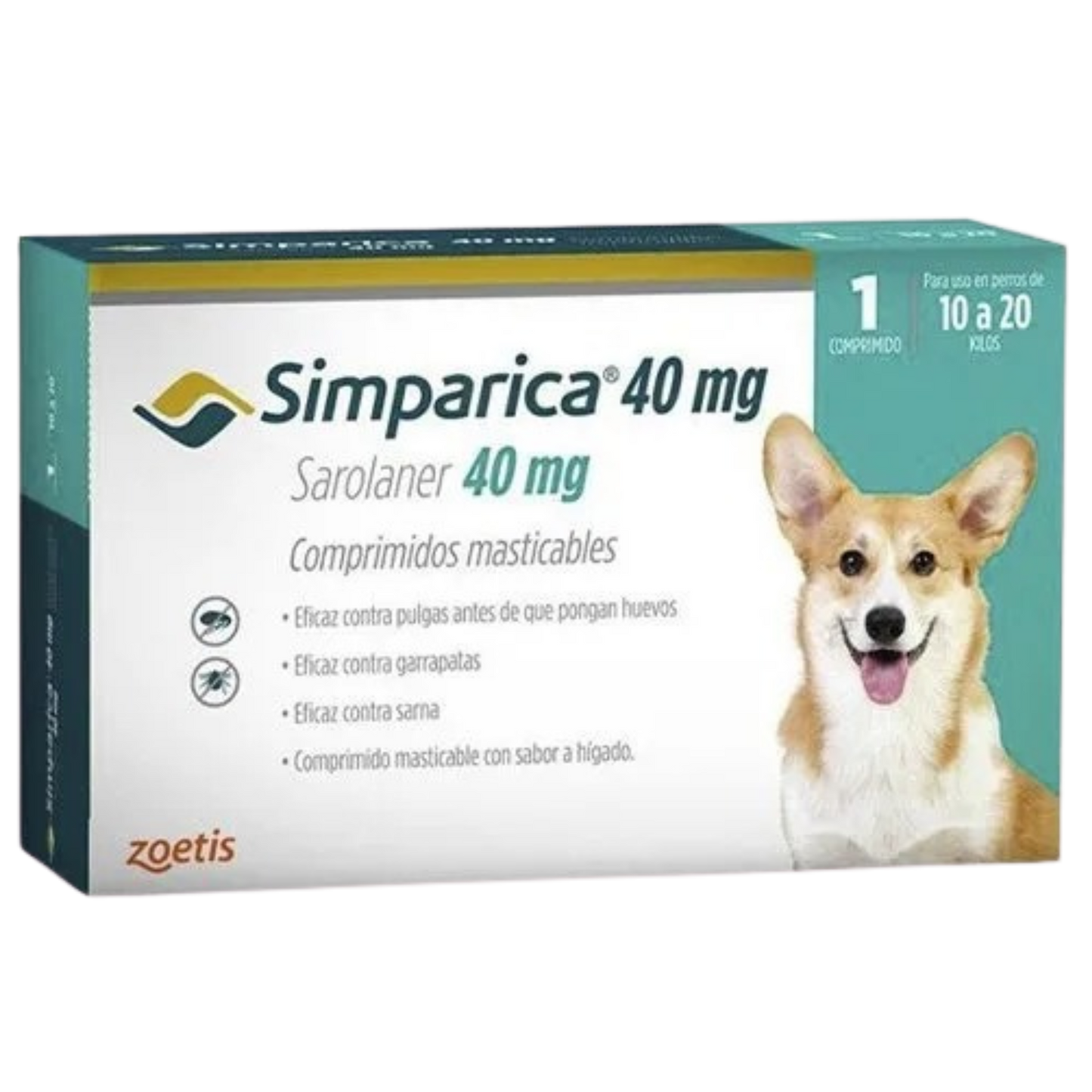 SIMPARICA 40 MG CAJA 1 TABS DE 10-20 KG PERROS