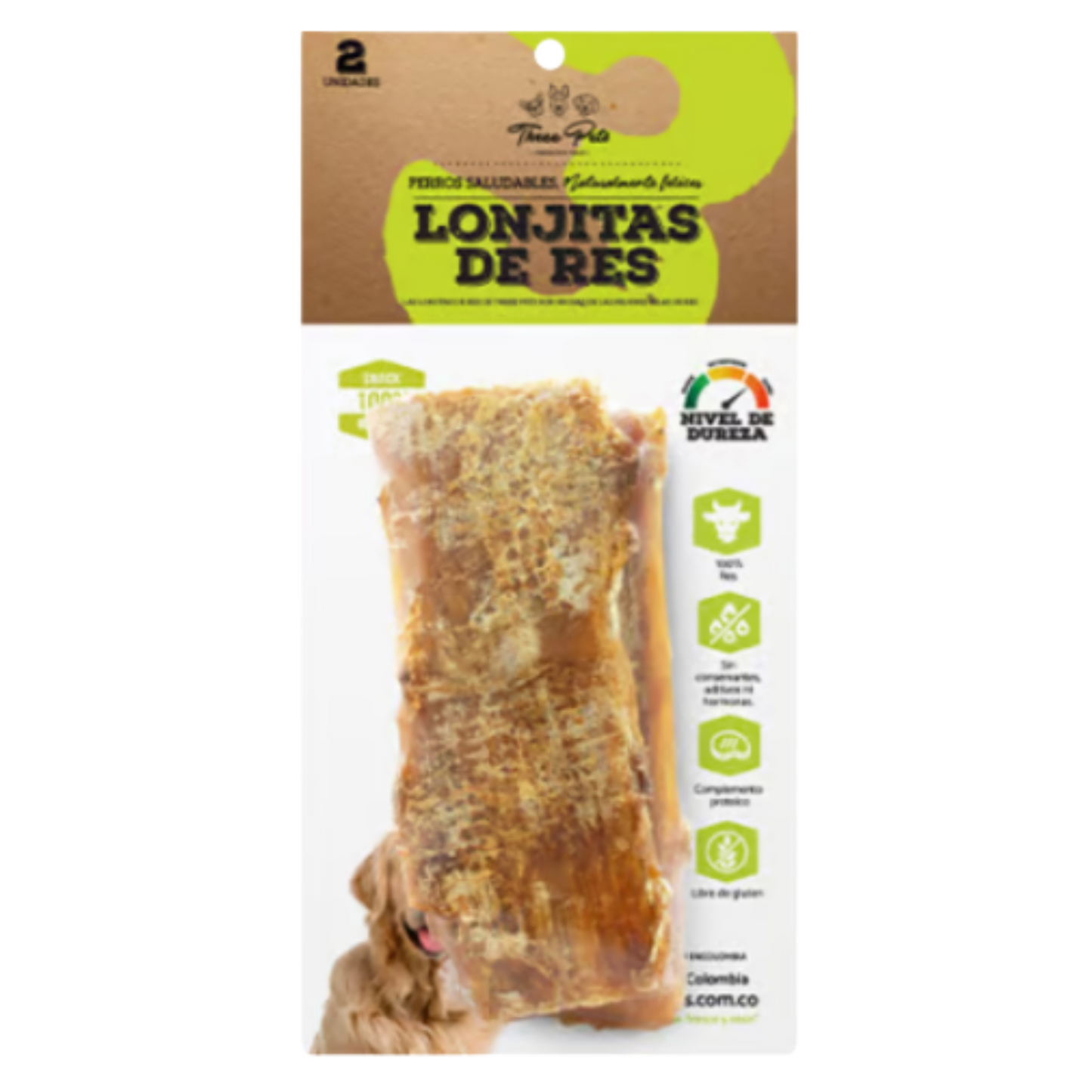 THREE PETS DOG SNACK LONJITAS DE RES X 2 UNDS X 100GR