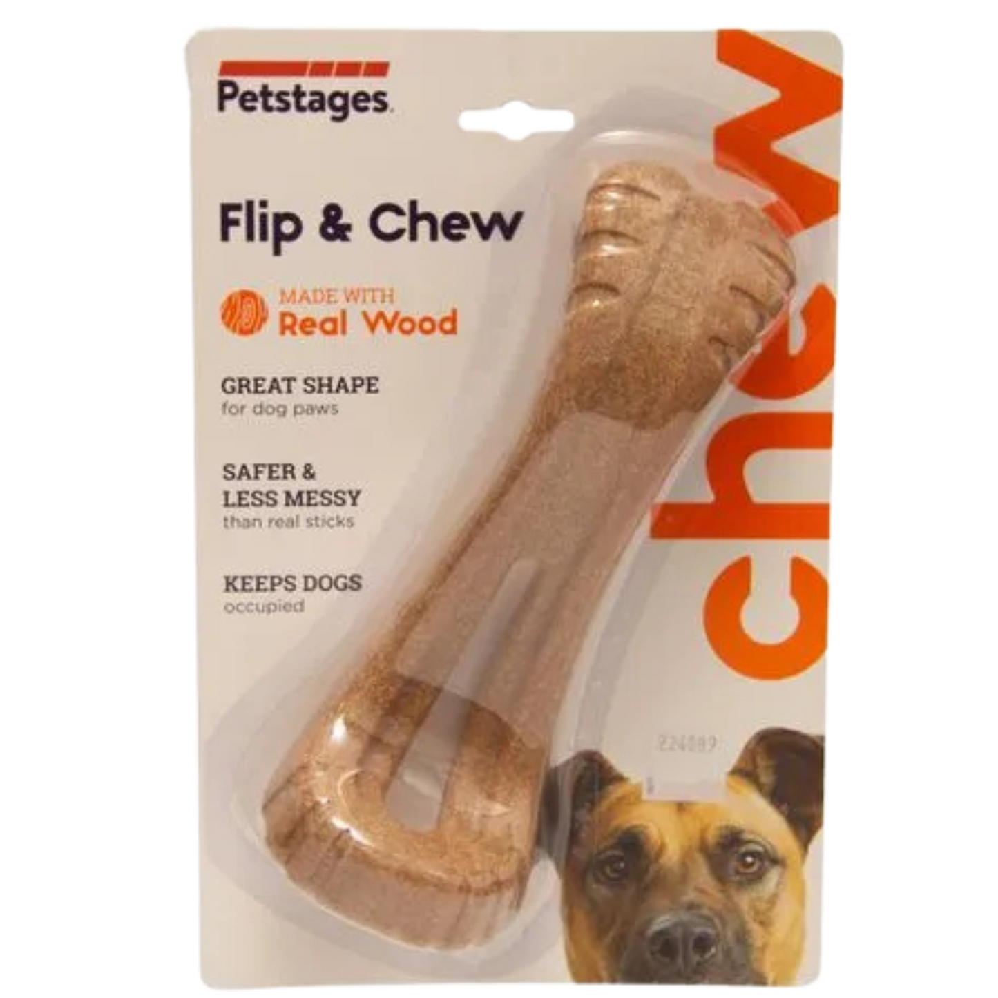 PETSTAGES PERRO DOOGWOOD MADERA FLIP AND CHEW