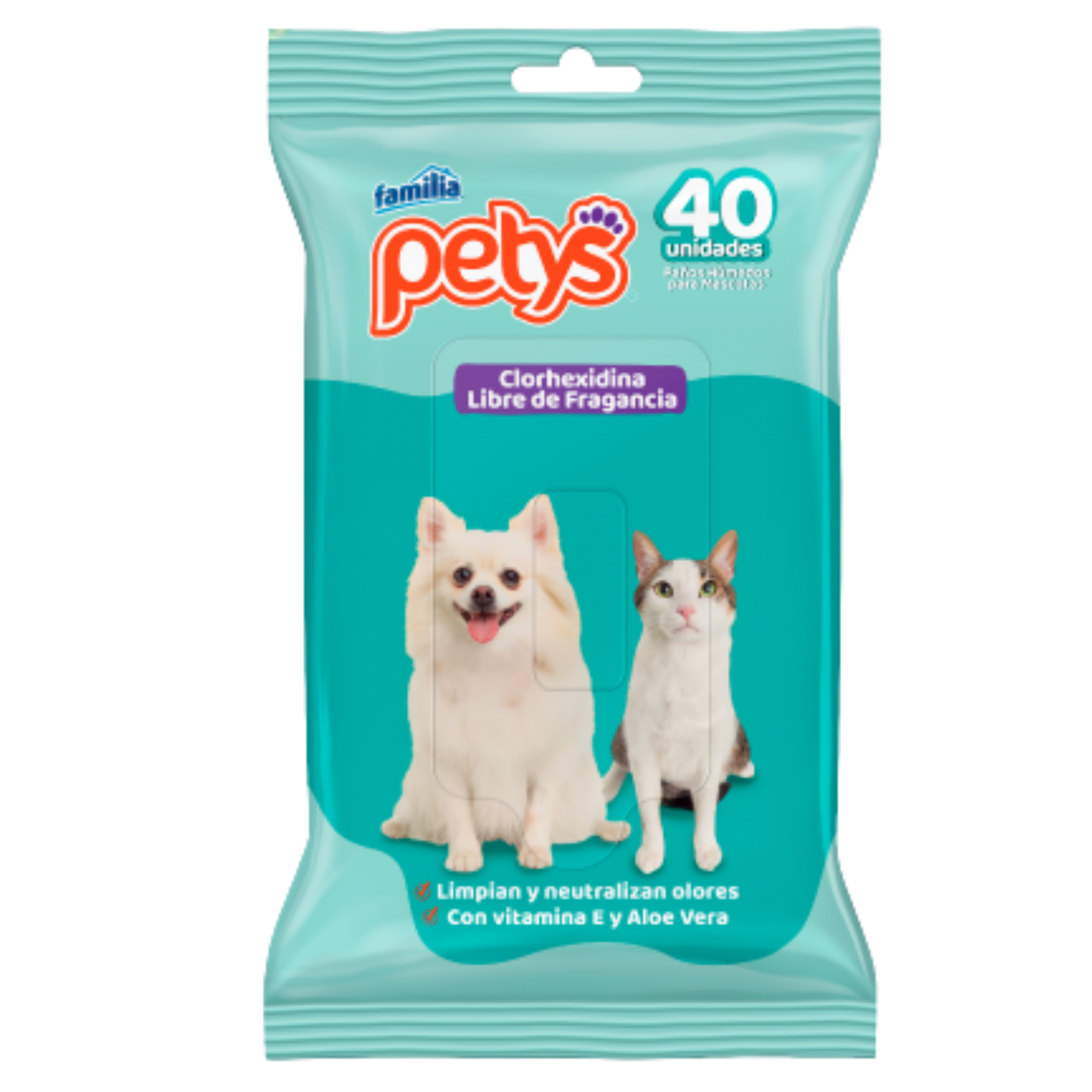 PAÃITOS PETYS CON CLORHEXIDINA X 40 UNDES