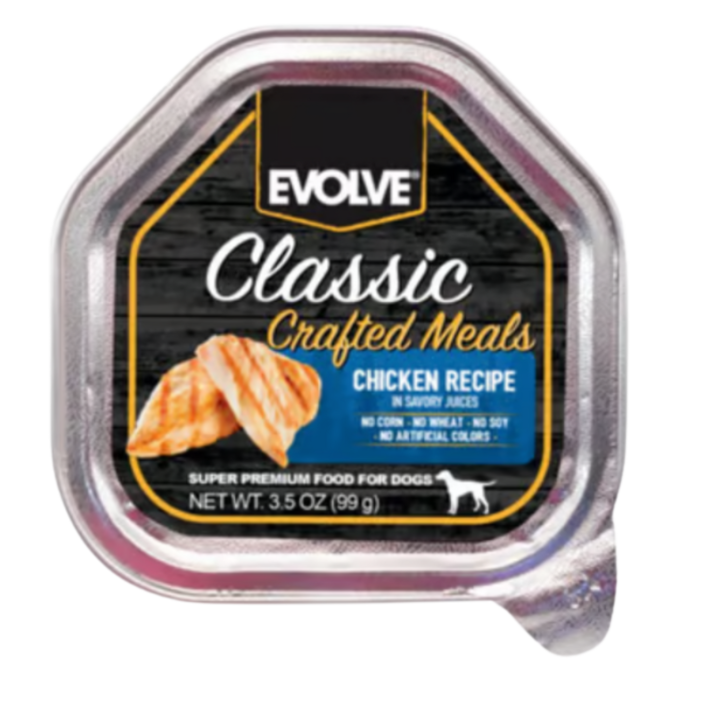 EVOLVE DOG CLASSIC BANDEJA CRAFTED MEALS POLLO 3.5 OZ