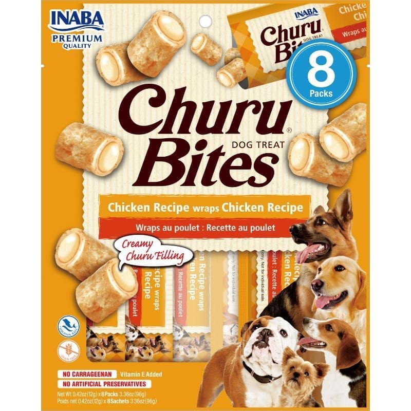 INABA DOG SNACK CHURU BITES CHICKEN RECIPE WRAPS CHICKEN WITH CHEESE
