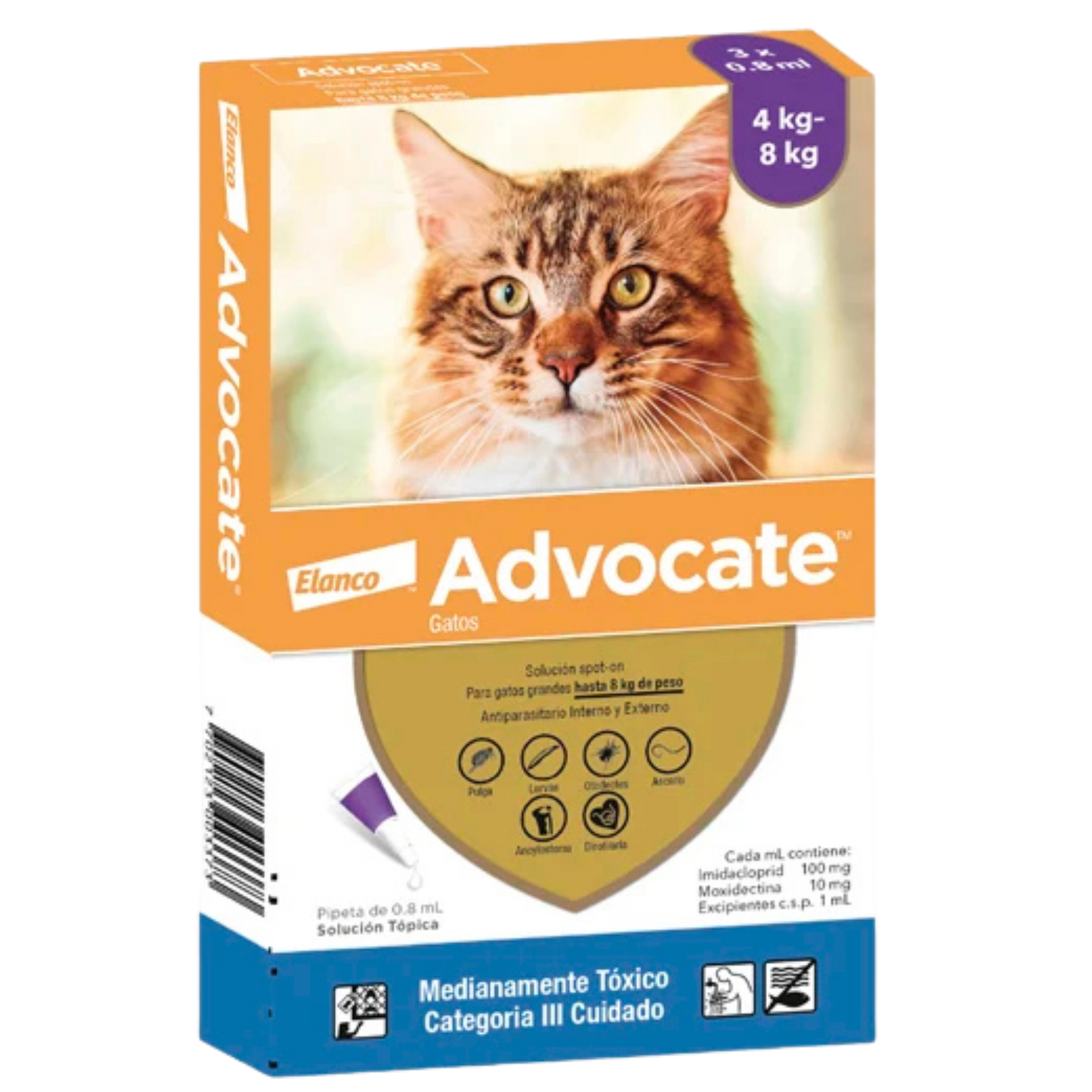 ADVOCATE GATOS 0.8ML X 3 UNDS HASTA 8 KG