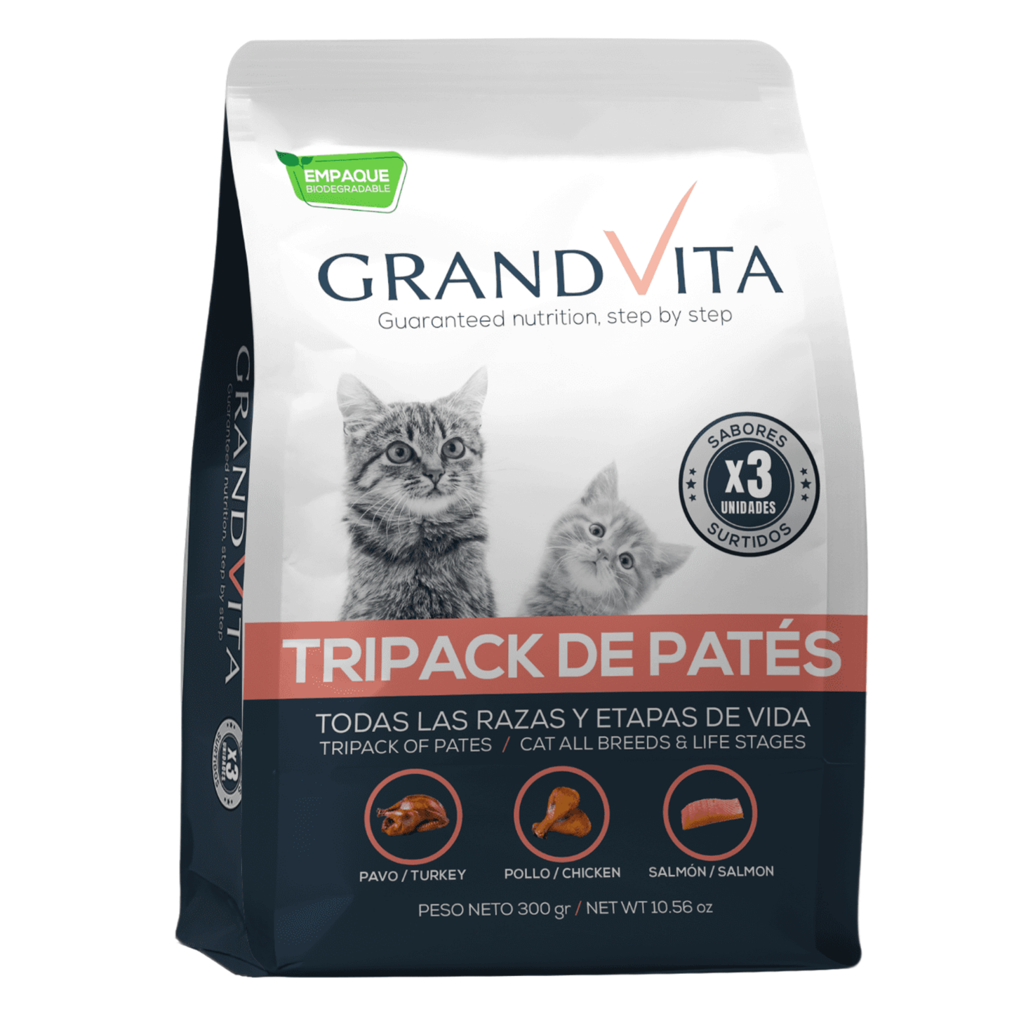 GRAND VITA TRIPACK SURTIDO DE PATES PARA GATO X 300 GRS