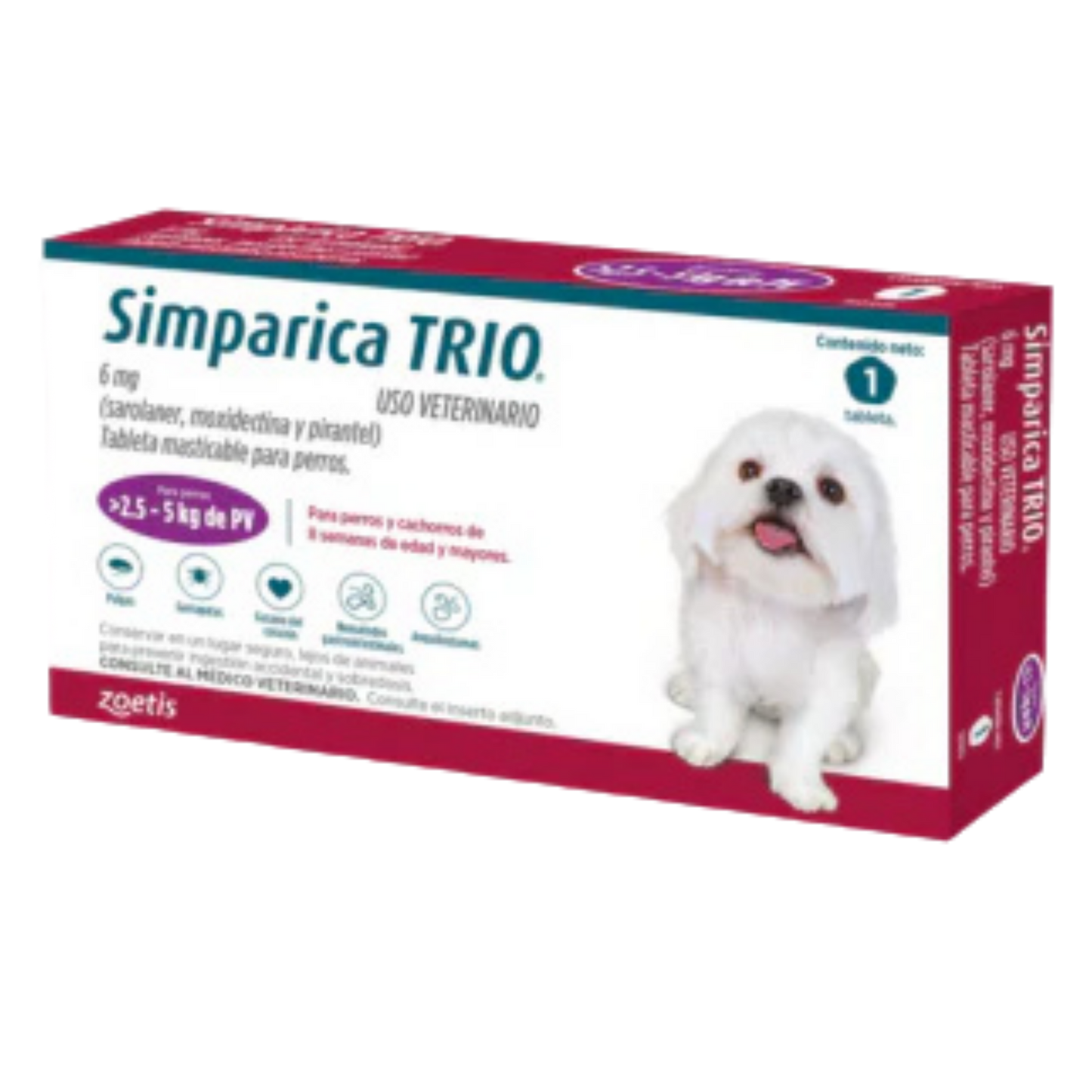 SIMPARICA TRIO CAJA X 1 TAB 2.5 - 5 KG MORADO