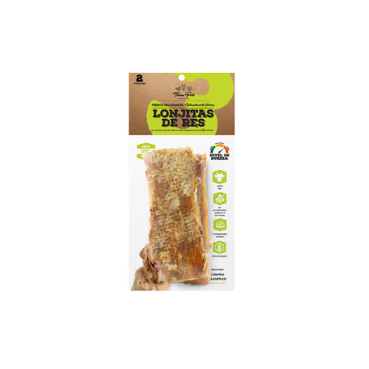 THREE PETS DOG SNACK LONJITAS DE RES X 2 UNDS X 100GR