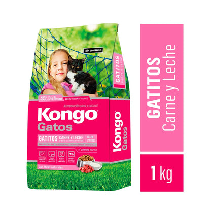 KONGO GATITOS CARNE Y LECHE X 1 KG