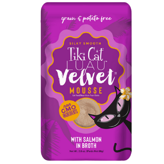 TIKI CAT LUAU VELVET MOUSSE SALMON EN CALDO X 80 GR POUCH