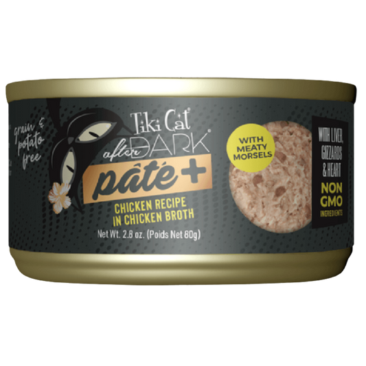 TIKI CAT AFTER DARK PATE PLUS POLLO EN CALDO DE POLLO X 80 GR LATA