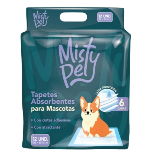 TAPETES ABSORBENTES MISTY PET X 12 UNDS