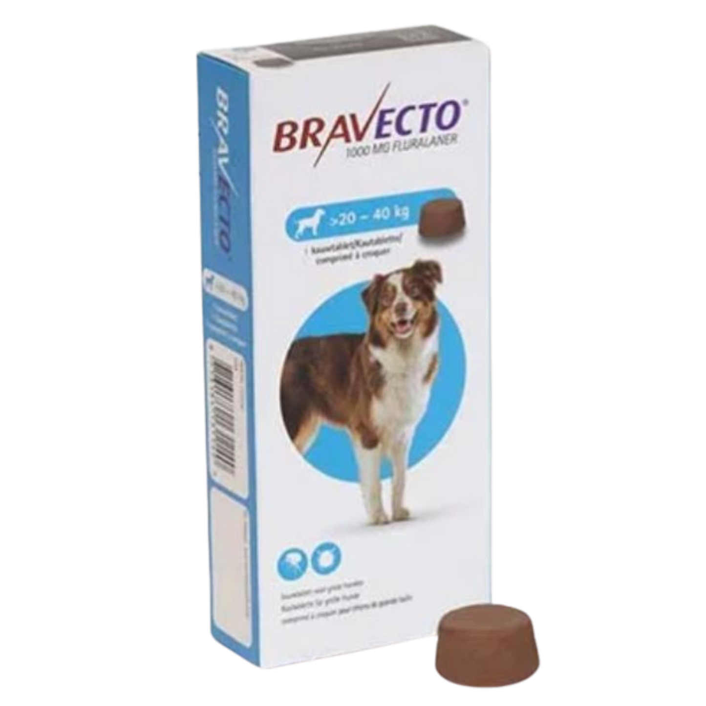 BRAVECTO 1000 MG 1TAB DE 20-40 KG PERROS AZUL