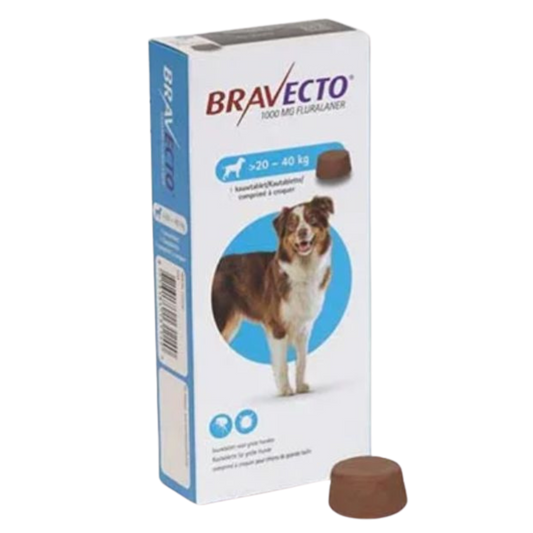 BRAVECTO 1000 MG 1TAB DE 20-40 KG PERROS AZUL