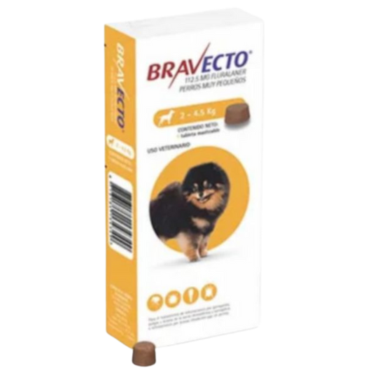 BRAVECTO 112.5 MG X 1TAB DE 2 - 4.5 KG PERROS AMARILLO