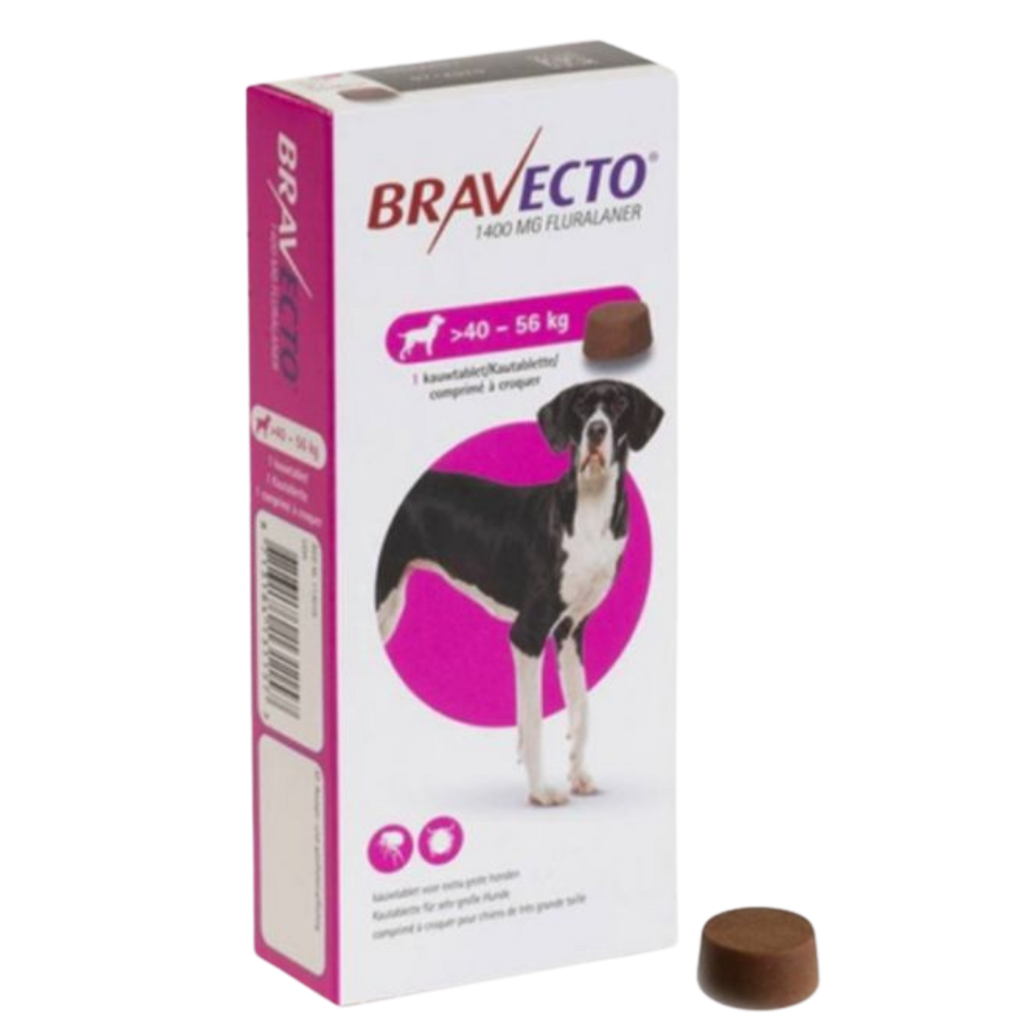 BRAVECTO 1400 MG X 1TAB DE 40-56 KG PERROS FUCSIA