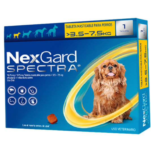 NEXGARD SPECTRA X 1TAB DE 3.5 - 7.5 KG PERROS AMARILLO