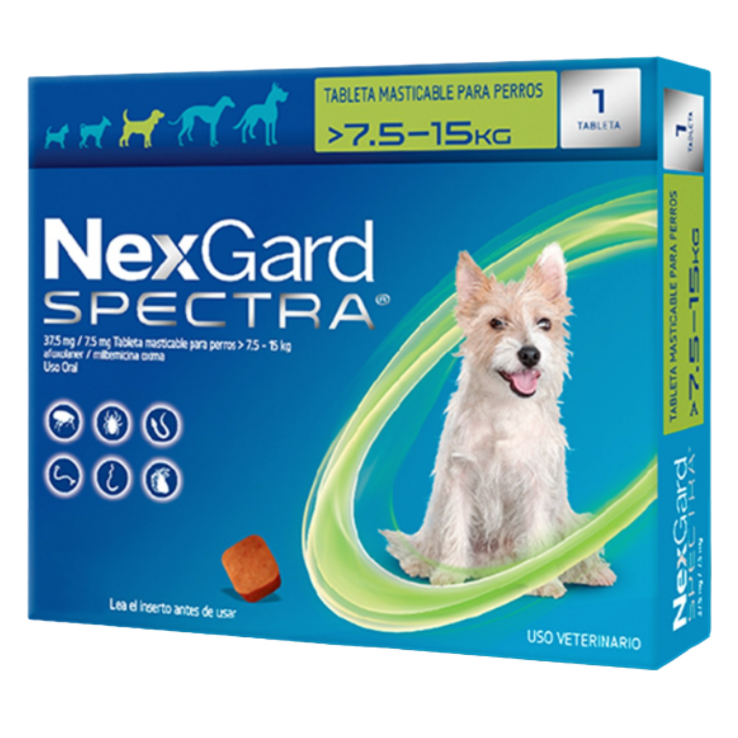 NEXGARD SPECTRA X 1TAB DE 7.5 - 15 KG PERROS VERDE
