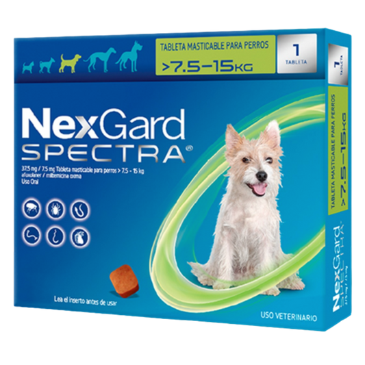NEXGARD SPECTRA X 1TAB DE 7.5 - 15 KG PERROS VERDE