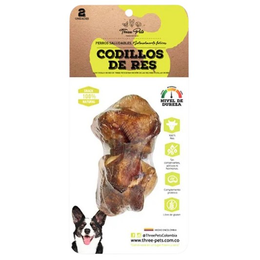 THREE PETS DOG SNACK CODILLOS DE RES X 2 UNDS X 190GR