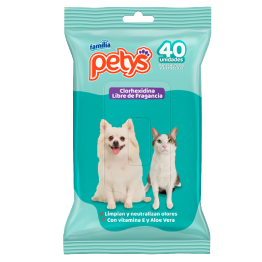 PAÃITOS PETYS CON CLORHEXIDINA X 40 UNDES