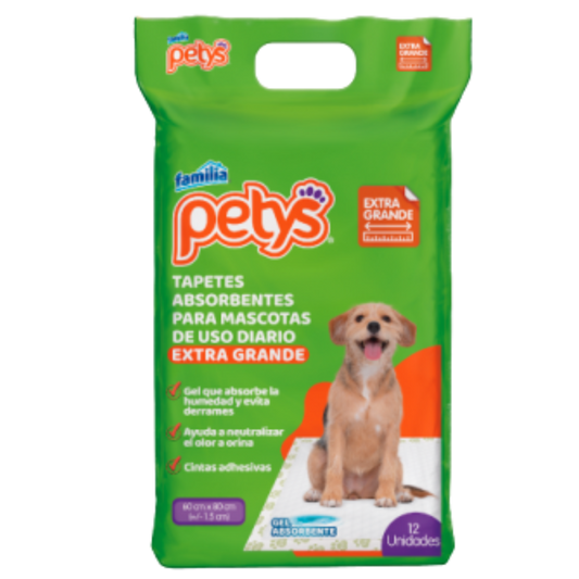 TAPETES ABSORBENTES PETYS EXTRA GRANDE X 12 UNDES