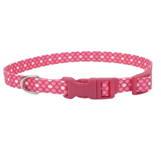 COASTAL PERRO STYLES POLKA ROSADO COLLAR X-SMALL 3/8