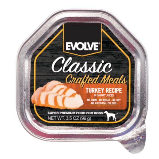 EVOLVE DOG CLASSIC BANDEJA CRAFTED MEALS PAVO 3.5 OZ - 99 GR