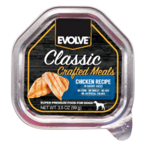 EVOLVE DOG CLASSIC BANDEJA CRAFTED MEALS POLLO 3.5 OZ