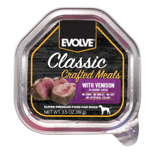 EVOLVE DOG CLASSIC BANDEJA CRAFTED MEALS VENADO 3.5 OZ - 99 GR