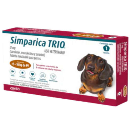 SIMPARICA TRIO CAJA X 1 TAB 5 - 10 KG MARRON