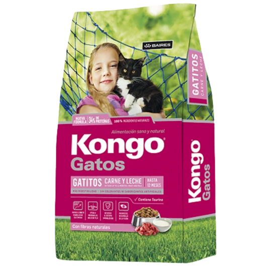 KONGO GATITOS CARNE Y LECHE X 1 KG