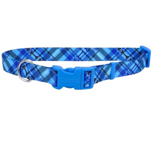 COASTAL PERRO STYLES HUESO HUELLA AZUL COLLAR SMALL 5/8
