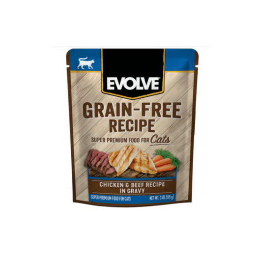 EVOLVE CAT GRAIN FREE POUCH POLLO & RES X 3OZ - 85GR