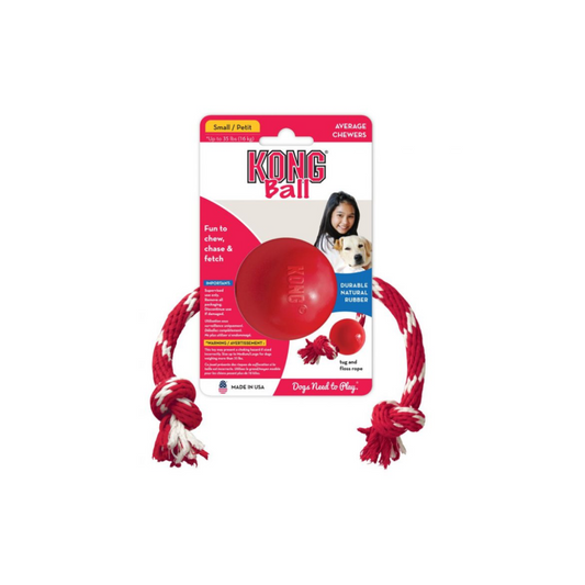 KONG PERRO CAUCHO CLASSIC PELOTA CON LAZO SMALL