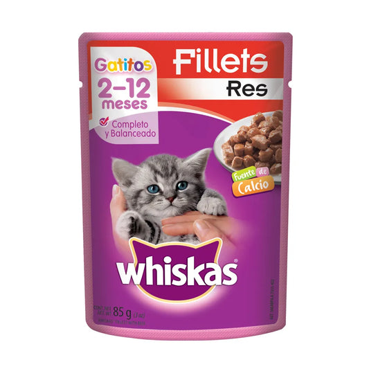 WHISKAS POUCHS GATITOS RES X 85 G