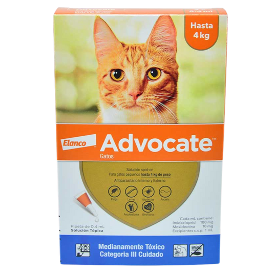 ADVOCATE GATOS 0.4 ML X 3 UNDS HASTA 4 KG