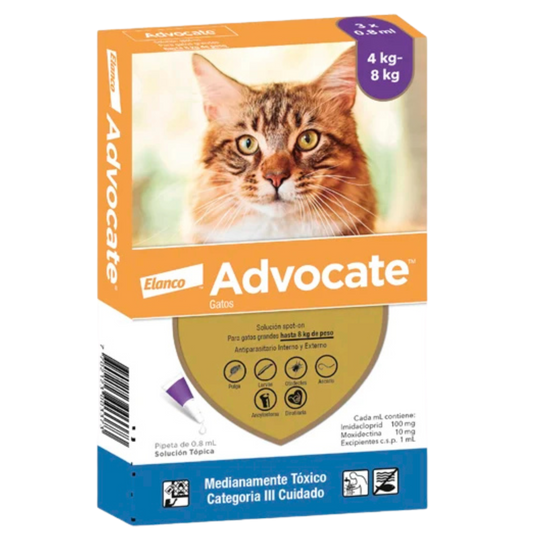ADVOCATE GATOS 0.8ML X 3 UNDS HASTA 8 KG