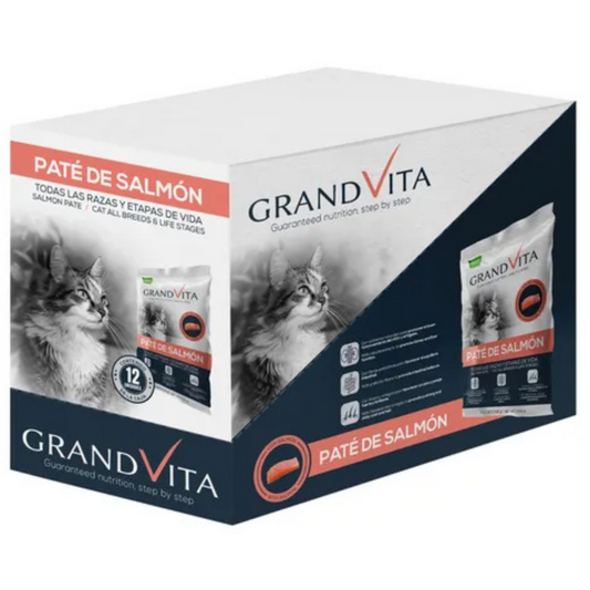 GRAND VITA PATE DE SALMON GATO 100GRS CAJAX12
