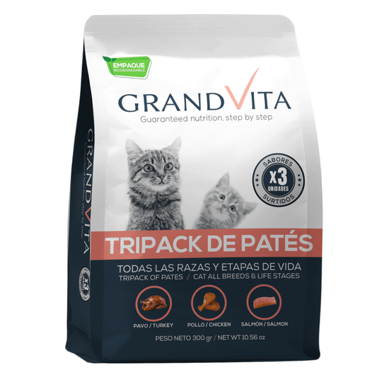 GRAND VITA TRIPACK SURTIDO DE PATES PARA GATO X 300 GRS