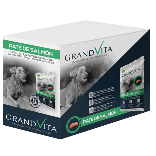 GRAND VITA PATE DE SALMON PERRO X 100 GRS CAJA X 12