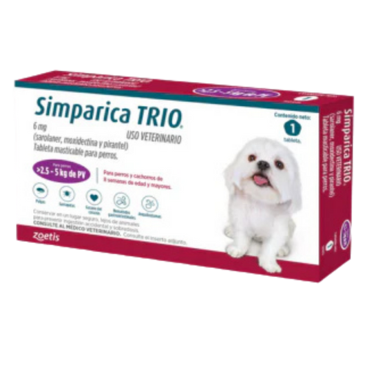 SIMPARICA TRIO CAJA X 1 TAB 2.5 - 5 KG MORADO