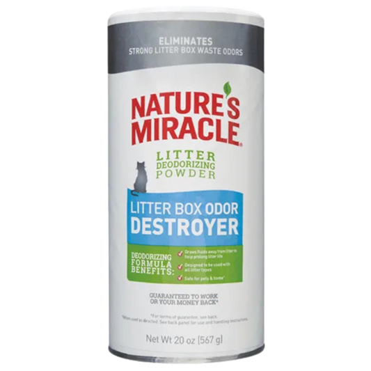 NATURE MIRACLE GATO POLVO DESTRUCTOR DE OLORES CAJA ARENA X 20OZ