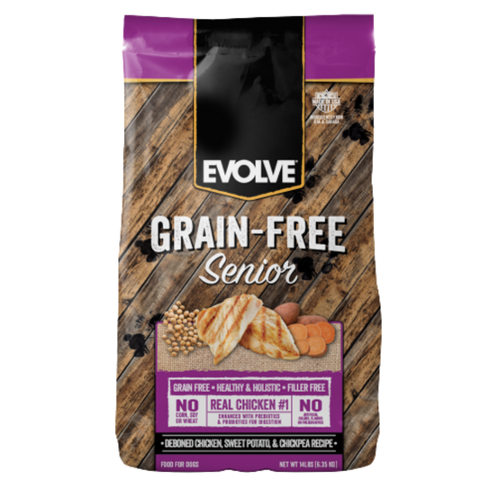 EVOLVE DOG GRAIN FREE SENIOR CHICKEN POLLO X 28 LB - 13.6 KG