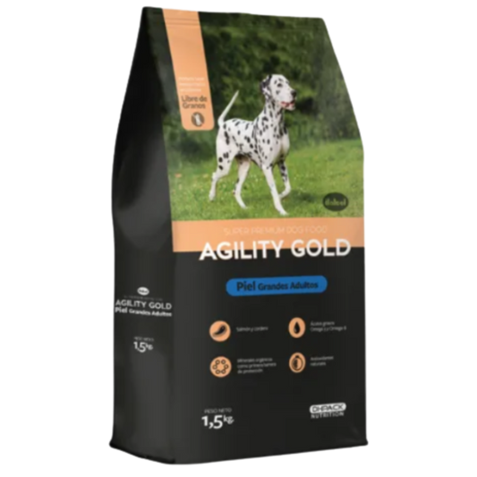 AGILITY GOLD GRANDES ADULTOS PIEL X 3 KG