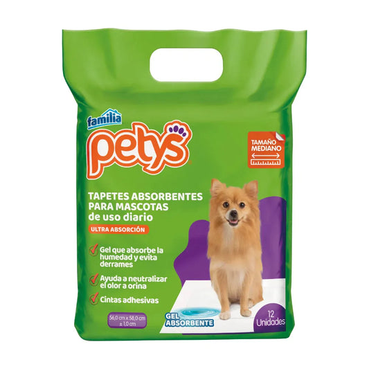 TAPETES ABSORBENTES PETYS FAMILIA 12X12 UNDES