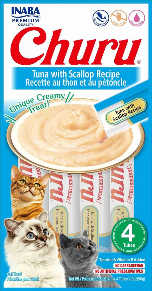 INABA CAT SNACK CHURU TUNA WITH SCALLOP - ATUN Y VIERA X 56 GR