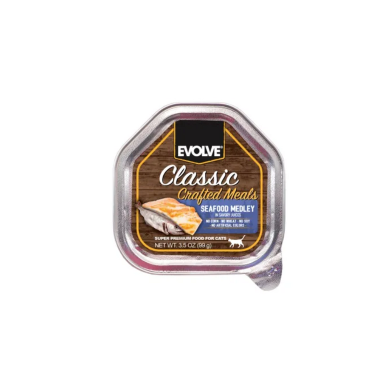 Evolve Cat Bandeja Classic Crafted Meals Seafood Medley Gato - Royi Pets