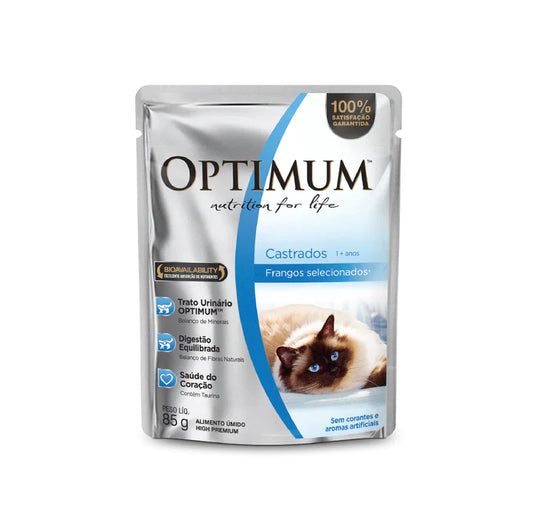 OPTIMUM CAT POUCH ADULTO CASTRADOS CHICKEN 40X85 GR